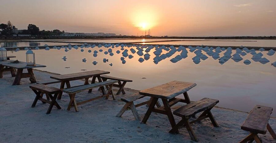 Aperitif in a old tub of salt in Marsala - Stagnone views in old salt country