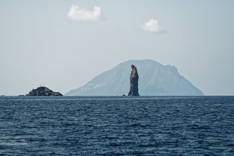 Filicudi and Alicudi boat tour from Lipari - Leaving Lipari: sailing past Capo Graziano and into Filicudi’s clear water