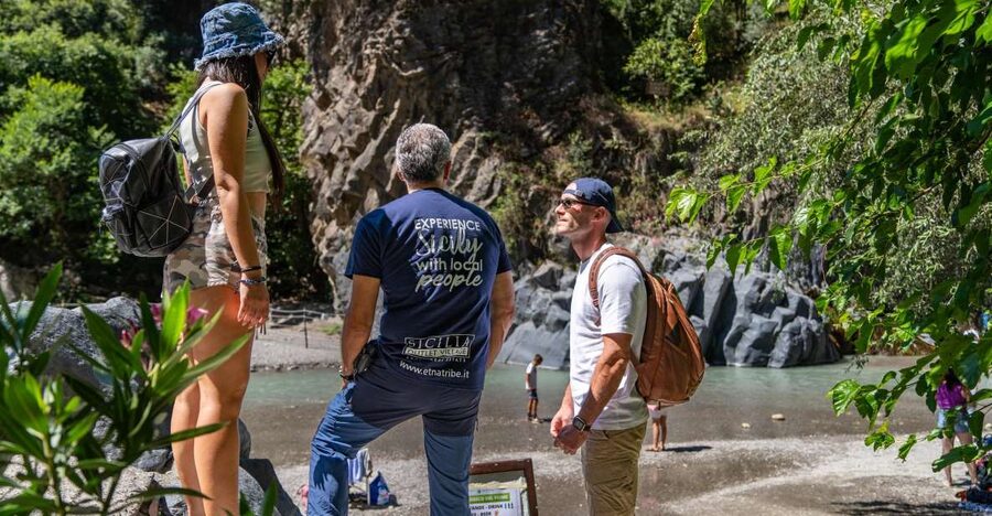 From Catania: Mount Etna and Alcantara River Tour - Grotta dei Tre Livelli lava cave: helmets on, lights up