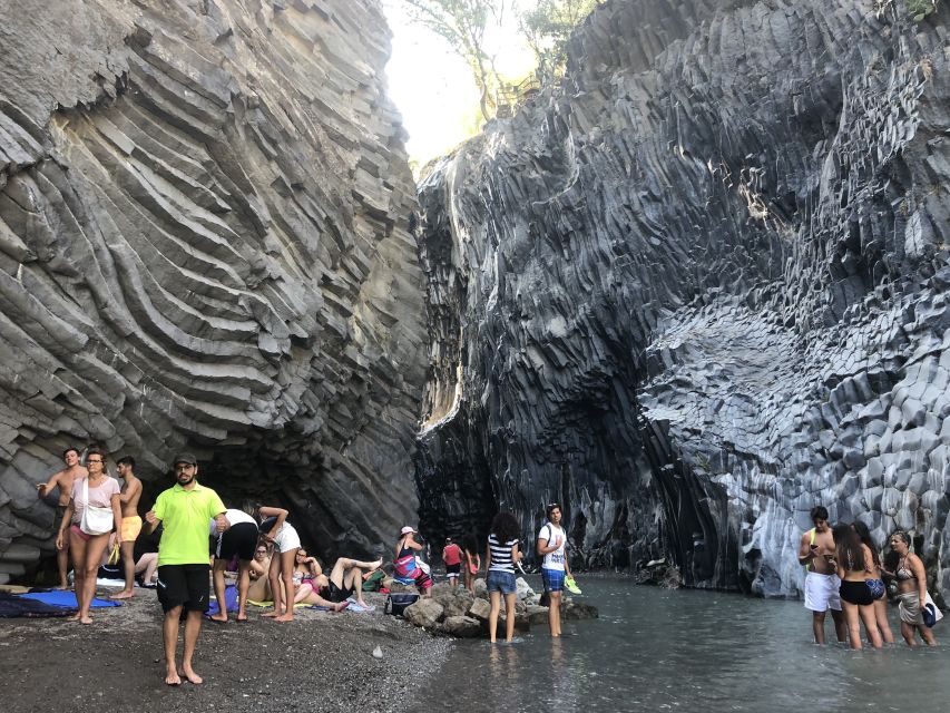 From Taormina: Full-Day Etna, Wine & Alcantara Canyons Tour - Alcantara Canyons, the famous gorge and the cold-water factor
