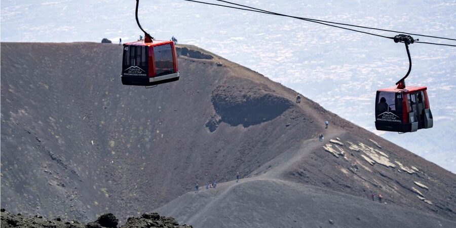 Mount Etna: Return Funivia dell'Etna Cable Car Ticket - At the upper station: plan for wind and slow, careful looking